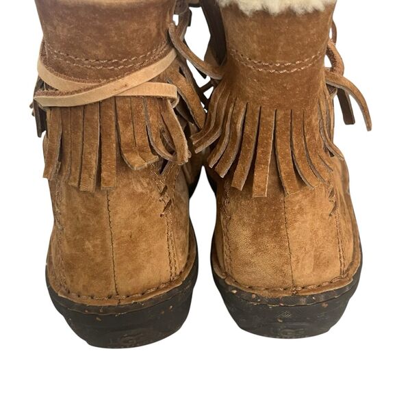 Ugg Boots Gaviota Women's 7 Rubber Sole Chestnut Struct Suede Fringe Sheepskin - Picture 8 of 14